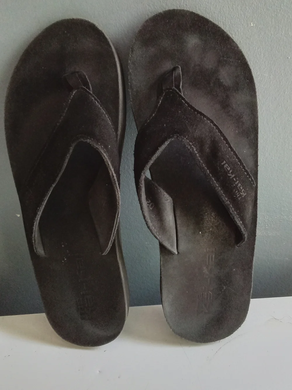 Montauk New York Kai-Kai Mens Black Suede Flip Flop Sandals‎ Size 11 EU 45